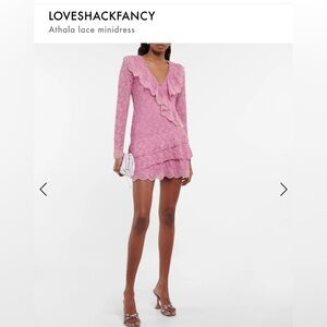NWT LoveShackFancy Pink Lace Mini Dress